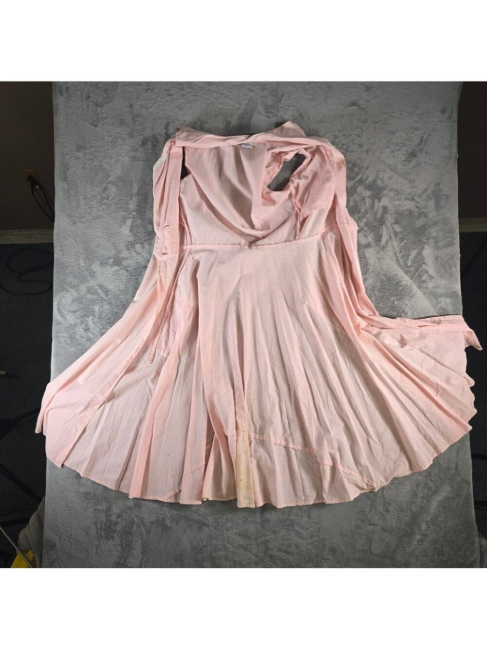 Vintage 1950s Loungees Pink Swiss Dot Double-Breasted Fit & Flare Day Dress (L) - Picture 6 of 13